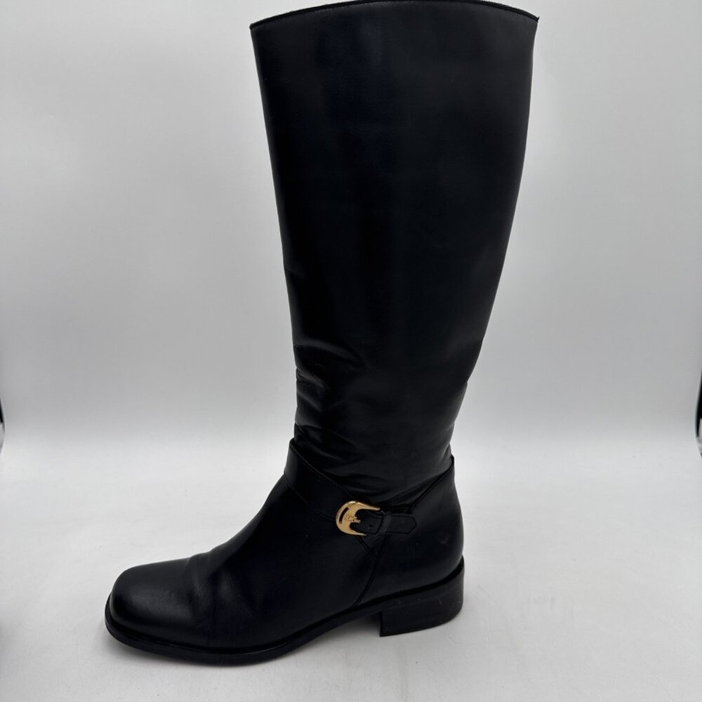 Etienne Aigner Boots Womens Size 7.5 Black Leather Tall Riding Equestrian Legacy - Picture 6 of 12